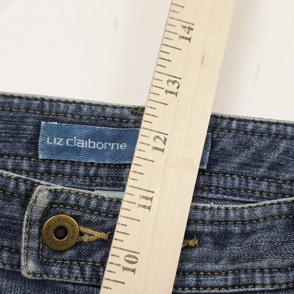 Liz‎ Claiborne Jeans Womens 12 Blue Medium Wash High Rise Straight Stretch Denim
